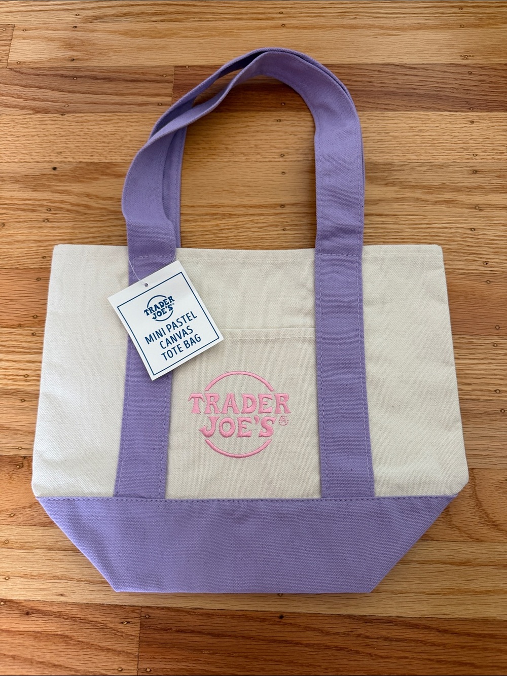 Lavender and Cream Canvas Mini Tote